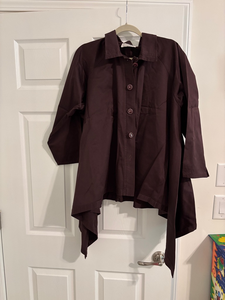 Asymmetrical Button Front Jacket In Deep Brown